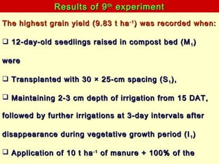 1509 - Identification of the Critical Factors of SRI for maximizing Boro rice yield in Bangladesh