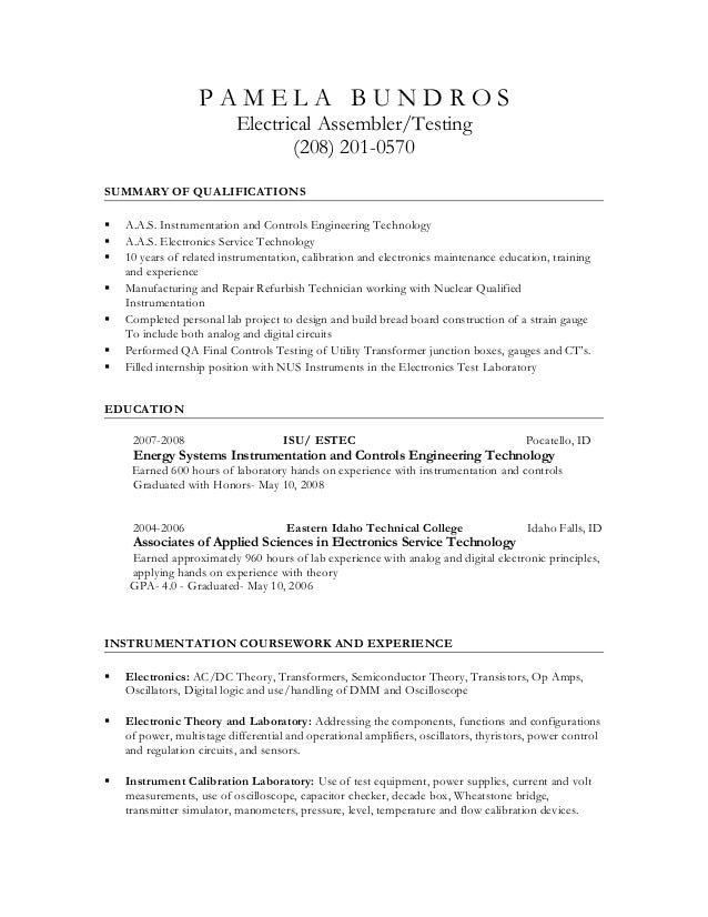 mechanical assembly resume sample mechanical assembler resume