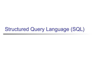 Structured Query Language (SQL)
 