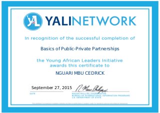 Basics of Public-Private Partnerships
NGUARI MBU CEDRICK
September 27, 2015
 