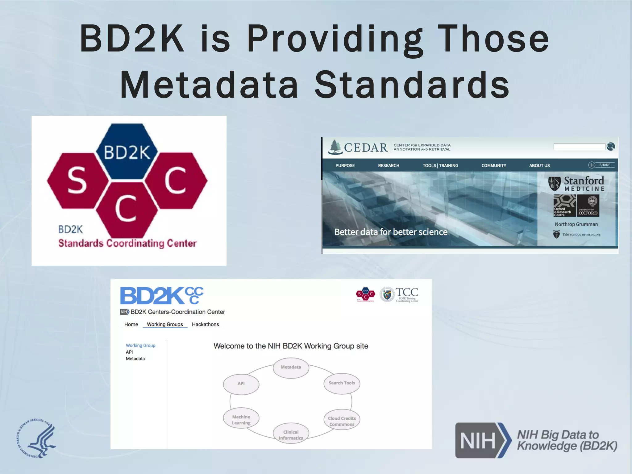 BD2K is Providing Those
Metadata Standards
 