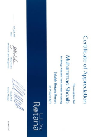 Pre-opening certificate- Shoaib