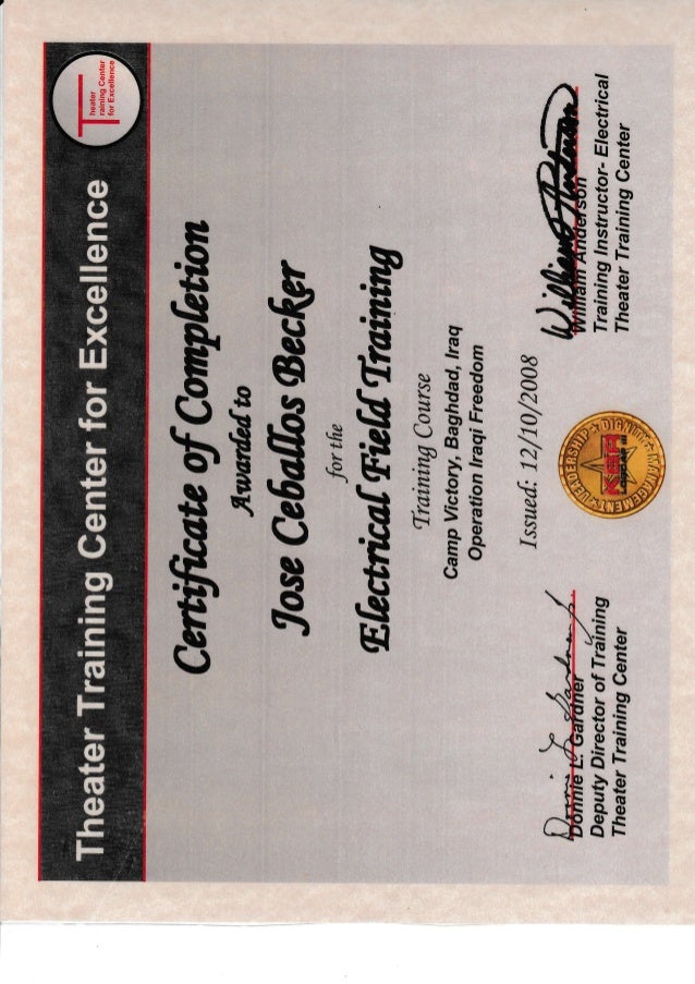 Certificates Iraq 07 To 11