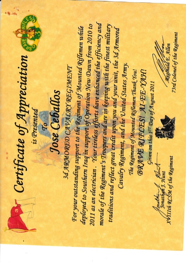 Certificates Iraq 07 To 11