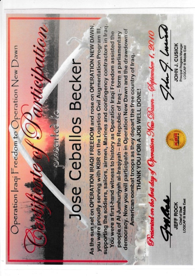 Certificates Iraq 07 To 11