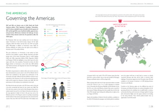 27 | | 28LEGATUM INSTITUTE | The 2015 Legatum Prosperity Index™LEGATUM INSTITUTE | The 2015 Legatum Prosperity Index™
REGIONAL ANALYSIS: THE AMERICASREGIONAL ANALYSIS: THE AMERICAS
THE AMERICAS
Governing the Americas
2015 and 2016 are decisive years in both South and North
American politics. With Argentines, Canadians, Venezuelans,
and US citizens scheduled to go to the polls in the last quarter of
2015 and through 2016, issues of political stability, approval rates,
and government effectiveness dominate the landscape of many
countries whose election results have the potential to affect the
whole region.
The Prosperity Index has some startling news for the Americas
region: Governance is the lowest-scoring category (of the eight
categories within the Index), and has been since 2013 (see graph
right). Worryingly, in addition to Governance issues, Safety &
Security challenges are evident across the region and are likely to
dominate much of the political debate.
The poor performance in Governance is led mainly by Latin
American and Caribbean countries. Besides Venezuela and Haiti
having some of the lowest Governance levels in world-ranking
138th and 139th, respectively-Bolivia (97th), Argentina (104th),
and Paraguay (114th) also highlight an issue which spans the entire
region, with only a few exceptions. Venezuela has shown the third
biggest decline in Governance in the world since 2009 (behind
only Tunisia and Syria), and Argentina has shown the third biggest
decline since last year.
The failure of governments to address safety and security issues has
been demonstrated by recent unrest in the US and Brazil, both of
which have contributed to the region’s poor performance in the
Governance sub-index.Safety & Security problems continue to pose
a big threat in the Americas; it is the second worst performing sub-
index and the region has witnessed a decline since 2009. The US’s
performance on this indicator has contributed to this trend.
The Safety & Security sub-index is the US’s lowest rank at 33rd and
it has been consistently the lowest for the country since 2009. The
US is the only country in the top 20 of the Prosperity Index that is
ranked outside the top 30 on the Safety & Security sub-index (see
the map opposite). In light of events in the past year, such as the
Baltimore protests or the Ferguson unrest, it is perhaps unsurprising
that the indicator that measures group grievances has increased in the
country. Also, since 2013, the US records some of the highest rates
of property theft in the world: 17% of US citizens report that they
have been a victim of theft-close to the rate recorded in Nicaragua,
Panama, and Brazil, which is 18% (see figure left).
More worrying still is the level of state-sponsored violence recorded
in the US: a level of 3 (on a 1 to 5 scale), equivalent to countries
such as Venezuela, the Dominican Republic, and El Salvador. In fact,
the US is one of the only Western countries that scores so poorly in
this measure. Perhaps reflecting this, fewer people than ever feel safe.
Only 74% of people report feeling safe walking alone at night, as low
as in Egypt and Serbia.
Against this backdrop of Safety & Security problems, candidates in
the 2016 US Presidential campaign-and indeed political candidates
across the region-will have to work hard to convince an already
concerned electorate that they will be able to overcome these
challenges. Government approval in the US stands at just 35% and
confidence in the honesty of elections is at 40% (placing between
Cameroon and Albania).
Countries in the Americas region are very different, but issues of
Governance and Safety & Security are common throughout. In the
upcoming elections the candidates face an uphill battle to convince
an electorate that they can be real actors of change capable of creating
safer environments. Right across the region, indicators are heading
in the wrong direction. Once elected, political leaders have an
opportunity to turn this around.
2009 2010 2011 2012 2013 2014 2015
0.0
-0.2
-0.4
-0.6
0.2
0.4
0.6
0.8
1.0
1.2
ECONOMY
E&O
HEALTH
PERSONAL FREEDOM
SOCIAL CAPITAL
SAFETY & SECURITY
GOVERNANCE
EDUCATION
Sub-Index Performance in the Americas
2009 - 2015
14.0%
13.5%
15.0%
14.5%
16.0%
15.5%
17.0%
16.5%
17.5%
Honduras Chile USA Costa Rica
Percentage of People Reporting to have had Property Stolen
2014
SAFETY & SECURITY
IN THE TOP 20
This map depicts the top 20 most prosperous countries in the world in 2015. The colours show where
they rank on the Safety & Security sub-index. Only America ranks outside the top 30 in this sub-index.
 