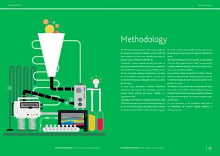 37 | | 38LEGATUM INSTITUTE | The 2015 Legatum Prosperity Index™LEGATUM INSTITUTE | The 2015 Legatum Prosperity Index™ | 38LEGATUM INSTITUTE | The 2015 Legatum Prosperity Index™
Methodology
The 2015 Legatum Prosperity Index™
offers a unique insight into
how prosperity is forming and changing across the world. The
Index is distinctive in that it is the only global measurement of
prosperity based on both income and wellbeing.
Traditionally, a nation’s prosperity has been based solely on
macroeconomicindicatorssuchasacountry’sincome,represented
either by GDP or by average income per person (GDP per capita).
However, most people would agree that prosperity is more than
just the accumulation of material wealth. It is also the joy of
everyday life and the prospect of being able to build an even better
life in the future.
In recent years, governments, academics, international
organisations, and businesses have increasingly moved their
attention towards indicators that measure wellbeing as a
complement to GDP.
AttemptingtounderstandhowwecomplementGDP,theso-called
‘GDP and beyond’approach provides a stimulating challenge,one
we strive to meet with academic and analytical rigour in creating
the Legatum Prosperity Index™. Indeed, the Index recognises
the need for a country to promote high levels of per capita income,
but also advocates improvements in the subjective wellbeing of its
citizens.
This short methodological overview provides an understanding
of how the 2015 Legatum Prosperity Index™ is constructed by
combining established theoretical and empirical research on the
determinants of wealth and wellbeing.
Our econometric analysis has identified 89 variables, which are
spread across eight sub-indices. Through this process we are able
to identify and analyse the specific factors that contribute to the
prosperity of a country.
We endeavour to create an Index that is methodologically sound.
To that end, we also publish a full methodology document to
provide the reader with all the information required to understand
theLegatumProsperityIndex™inawaythatistransparent,useful,
and informative.
For more information on our methodology please refer to
the Methodology and Technical Appendix published on
www.prosperity.com.
METHODOLOGY METHODOLOGY
LEGATUM INSTITUTE | The 2015 Legatum Prosperity Index™
CALCULATING
 