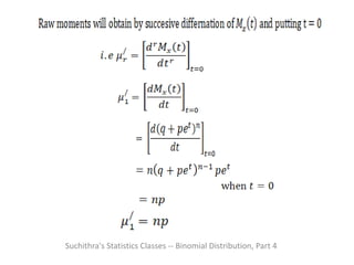 Suchithra's Statistics Classes -- Binomial Distribution, Part 4
 