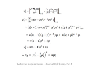 Suchithra's Statistics Classes -- Binomial Distribution, Part 4
 
