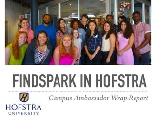 FINDSPARK IN HOFSTRA
Campus Ambassador Wrap Report
 