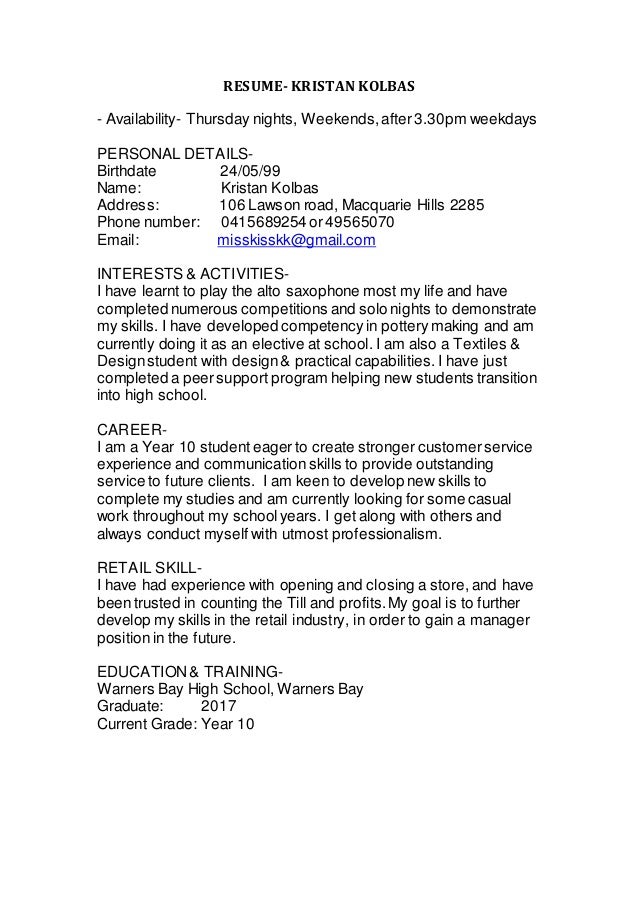 resume kristan kolbas 1234 casual work resumes