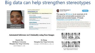 Big data can help strengthen stereotypes
Harvard Professor
Latanya Sweeney
 