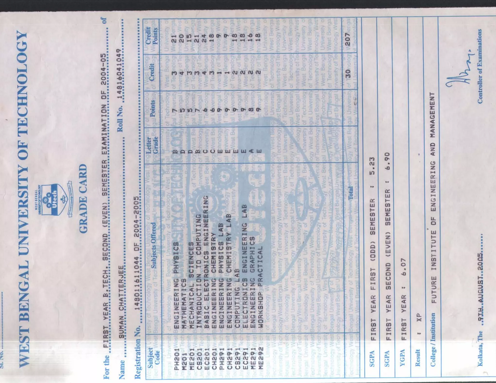 SEMESTER ALL MARK SHEET