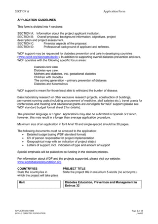 Proposal to World Diabetes Foundation | PDF