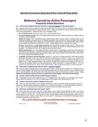 Questions & Answers Regarding Airline Travel & Power Banks
63
 