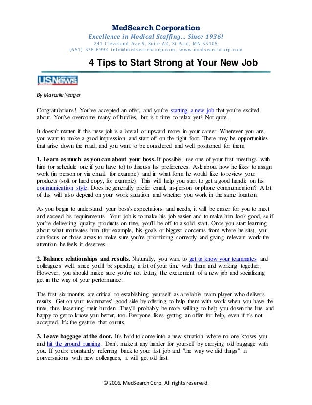 starting a new job tips