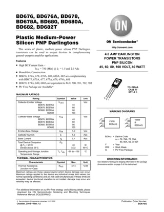Original PNP Transistor BD682G BD682 682 4A 100V TO-225 New ON ...