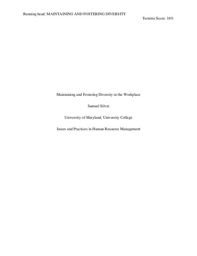 diversity in the workplace term paper