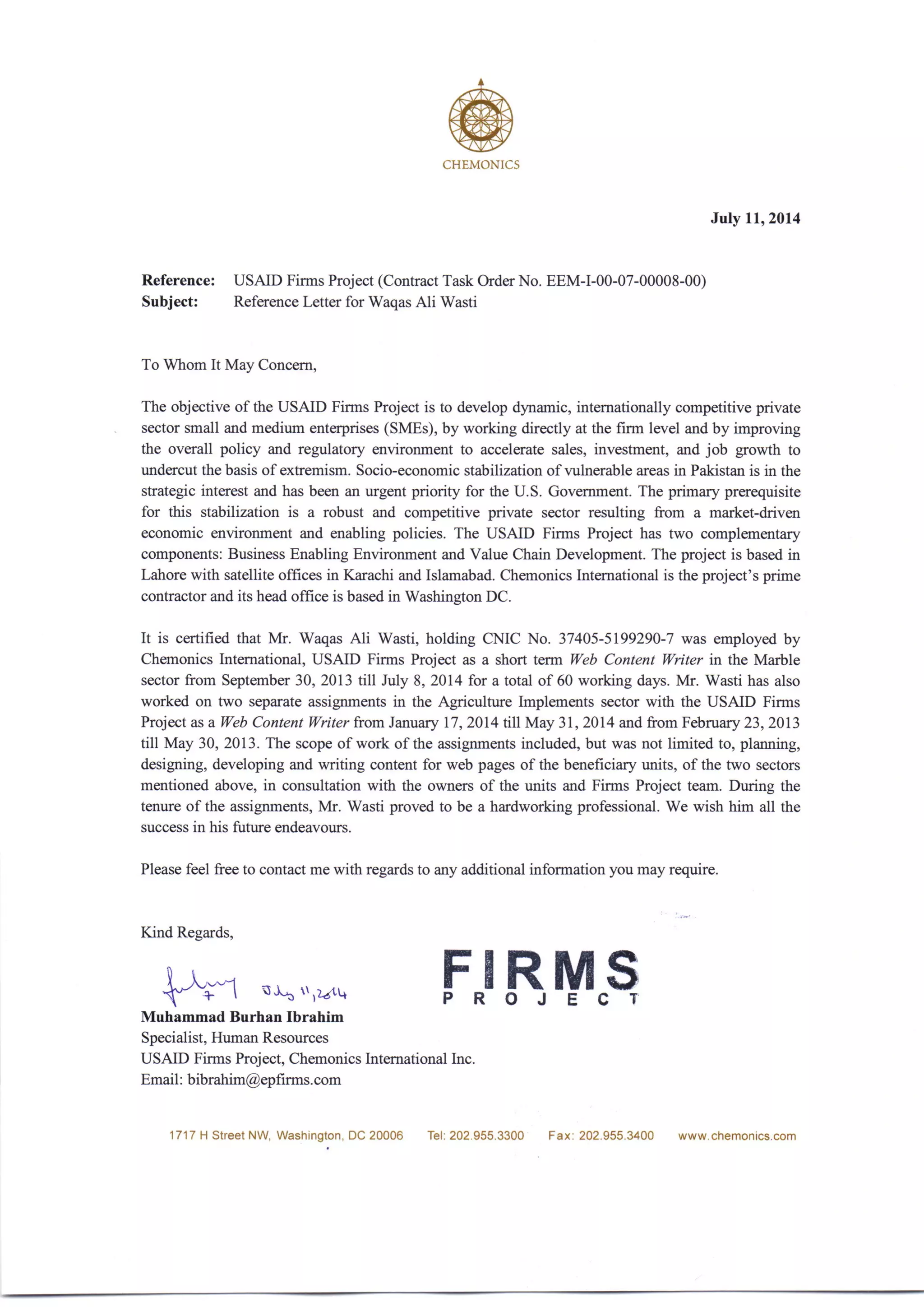 Reference Letter - USAID | PDF
