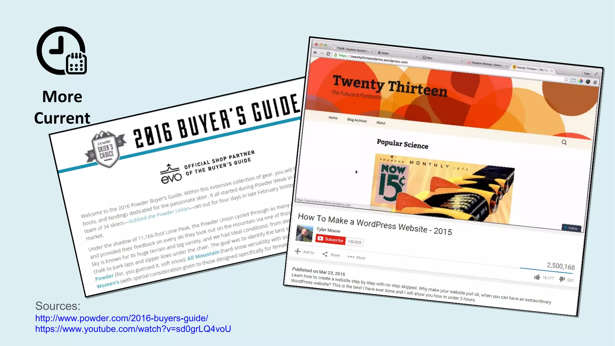 Sources:
http://www.powder.com/2016-buyers-guide/
https://www.youtube.com/watch?v=sd0grLQ4voU
More
Current
 