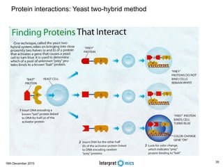 16th December 2015
Protein interactions: Yeast two-hybrid method
35
 
