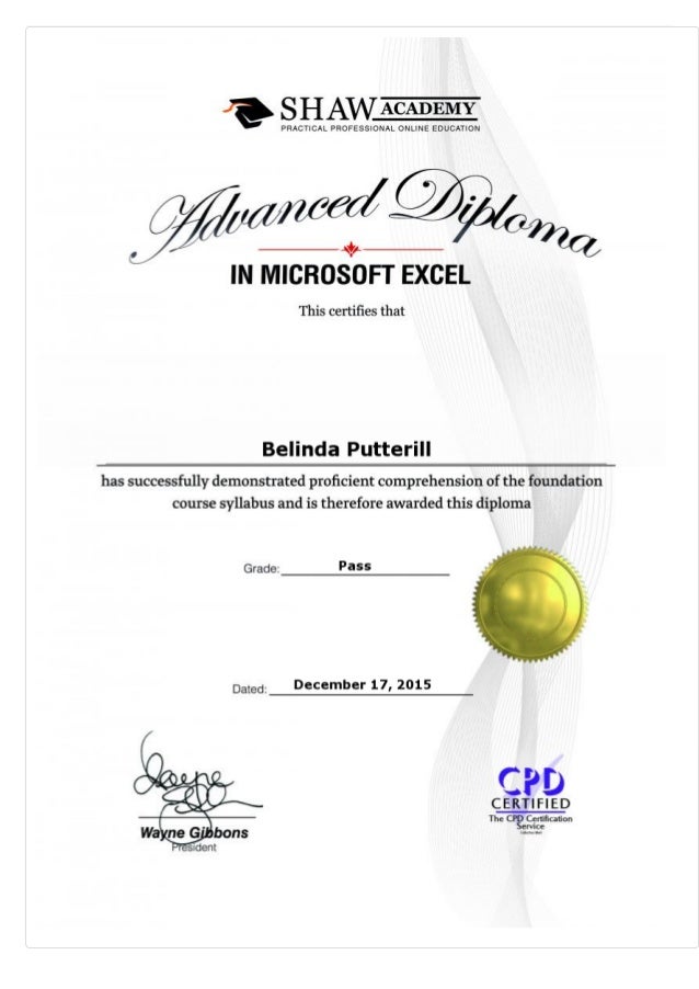 advanced diploma in microsoft excel final assessment 2015 belinda p