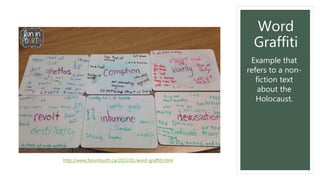 Word
Graffiti
Example that
refers to a non-
fiction text
about the
Holocaust.
http://www.funinfourth.ca/2015/01/word-graffiti.html
 