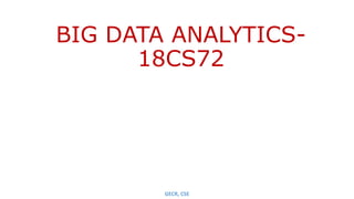 BIG DATA ANALYTICS-
18CS72
GECR, CSE
 