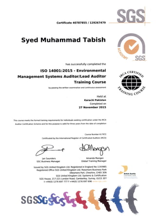 EMS certificate