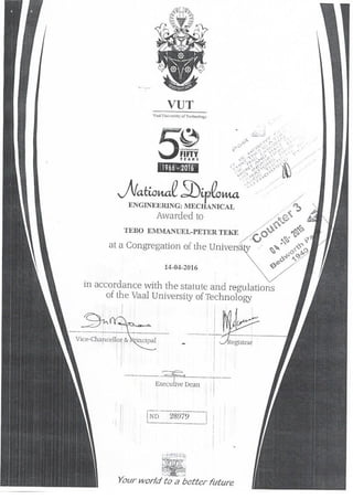 National Diploma certificate