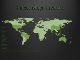 Países Mega diversosPaíses Mega diversos
,,
 