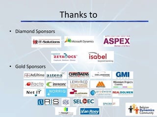 Thanks to
• Diamond Sponsors




• Gold Sponsors
 