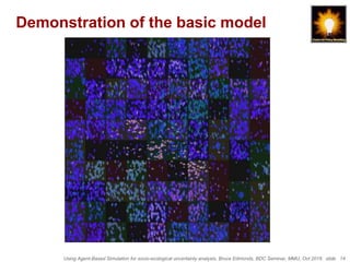 Using Agent-Based Simulation for socio-ecological uncertainty analysis, Bruce Edmonds, BDC Seminar, MMU, Oct 2018. slide 14
Demonstration of the basic model
 