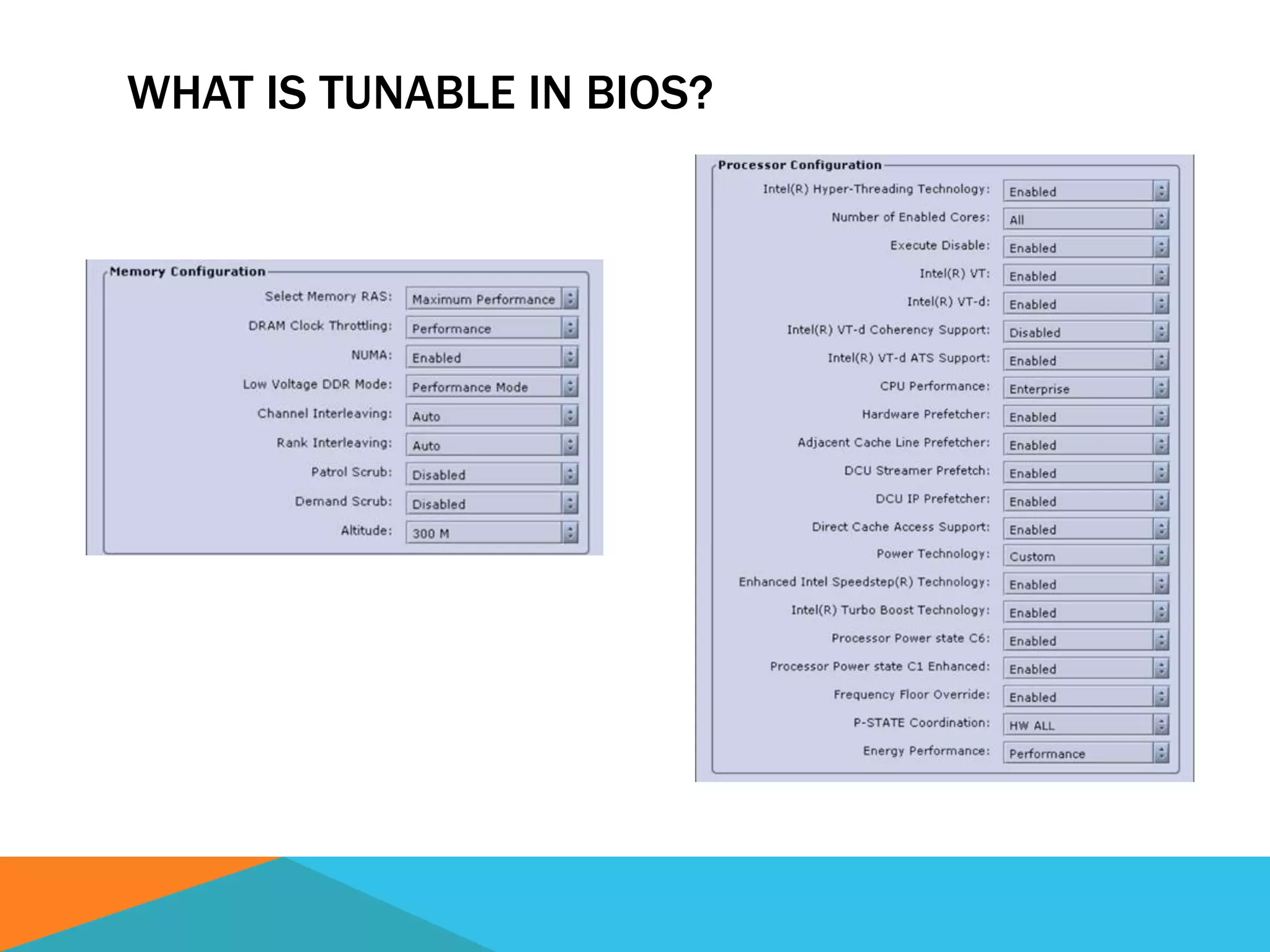 WHAT IS TUNABLE IN BIOS?
 