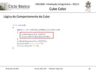 ENG1000 - Introdução à Engenharia – 2013.1
Cube Color
04 de julho de 2013 Turmas: 33G e 33F Professor: Hugo Fuks 26
Lógica do Comportamento do Cubo
 
