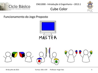 ENG1000 - Introdução à Engenharia – 2013.1
Cube Color
04 de julho de 2013 Turmas: 33G e 33F Professor: Hugo Fuks 5
Funcionamento do Jogo Proposto
 