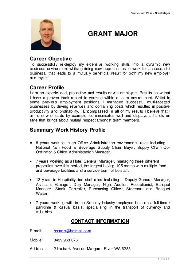 cv grant robert major aug 2015 template for academic cv