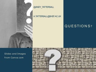 Q U E STIO N S?
Slides and Images
from Canva.com
@ANDY_TATTERSALL
A.TATTERSALL@SHEF.AC.UK
 