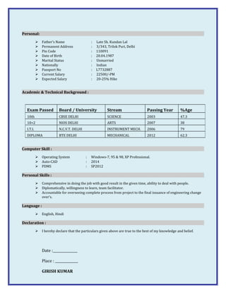 GIRISH CV | DOC