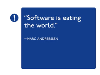“Software is eating 
the world.” 
—MARC ANDREESSEN 
 