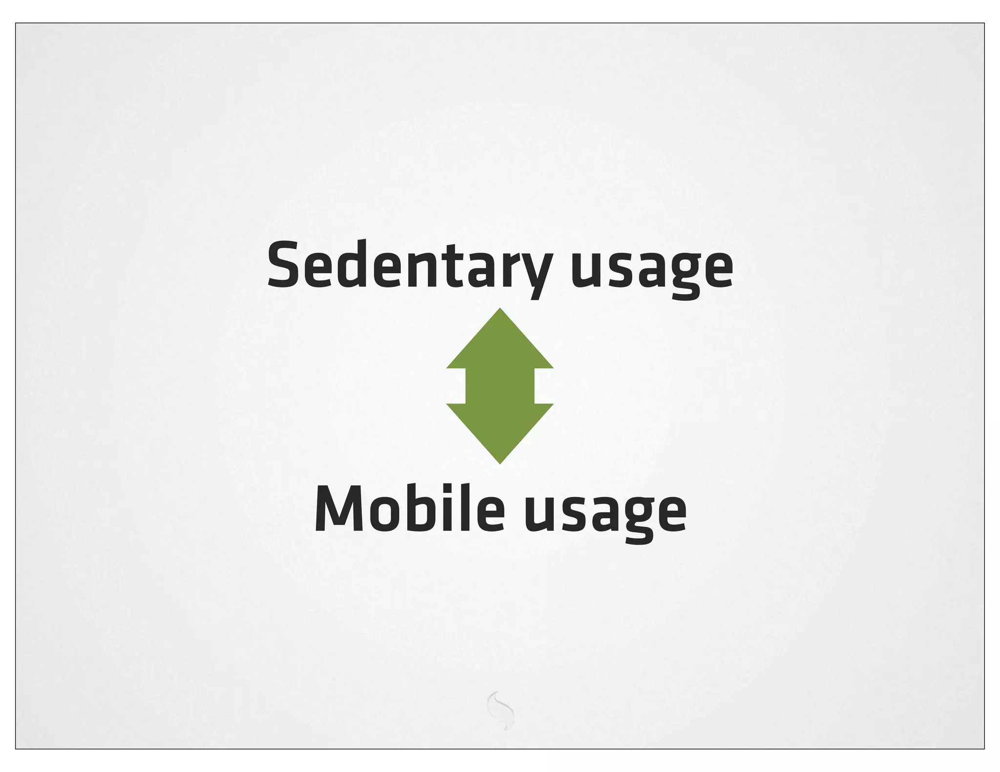 Sedentary usage


 Mobile usage
 