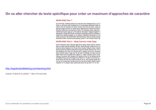 On va aller chercher du texte spécifique pour créer un maximum d'approches de caractère
http://logofontandlettering.com/kernking.html
copier d'abord la partie 1 des minuscules
Page 24De la numérisation de caractères à la création de la police
 