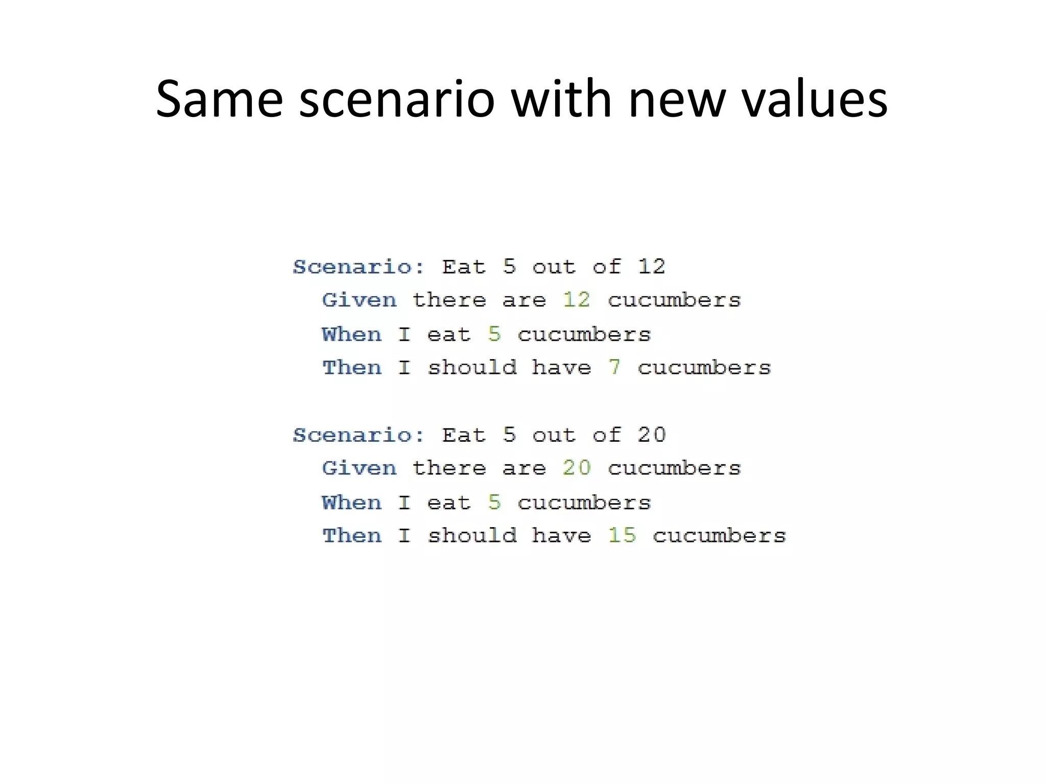 Same scenario with new values