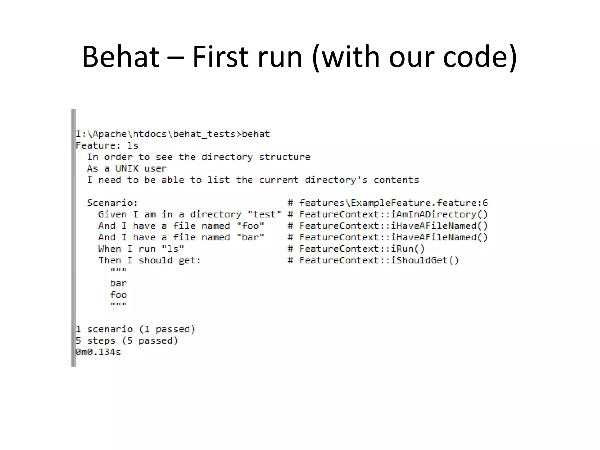 Behat – First run (with our code)