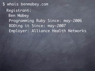 The WHY behind TDD/BDD and the HOW with RSpec