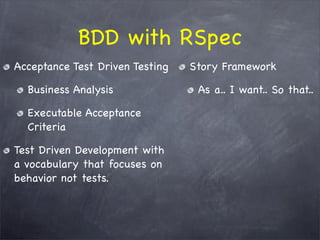 The WHY behind TDD/BDD and the HOW with RSpec