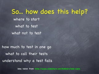 The WHY behind TDD/BDD and the HOW with RSpec