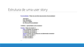 Estrutura de uma user story
 