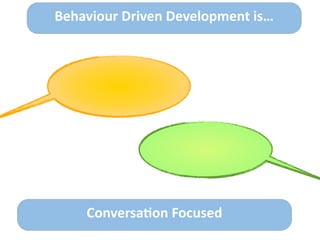 Behaviour	
  Driven	
  Development	
  is…
Conversa>on	
  Focused
 