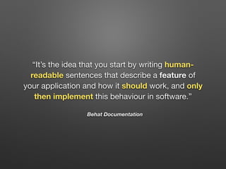 Behavior Driven Development - How To Start with Behat | PDF
